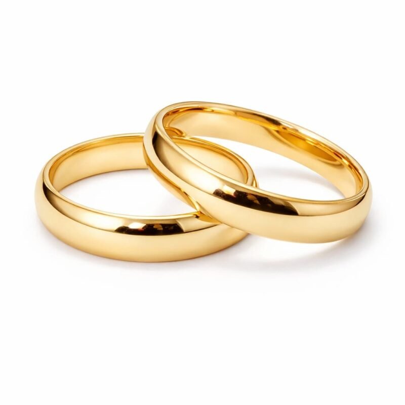 Aliança Meia Cana 4,3mm em Ouro 10K – Par