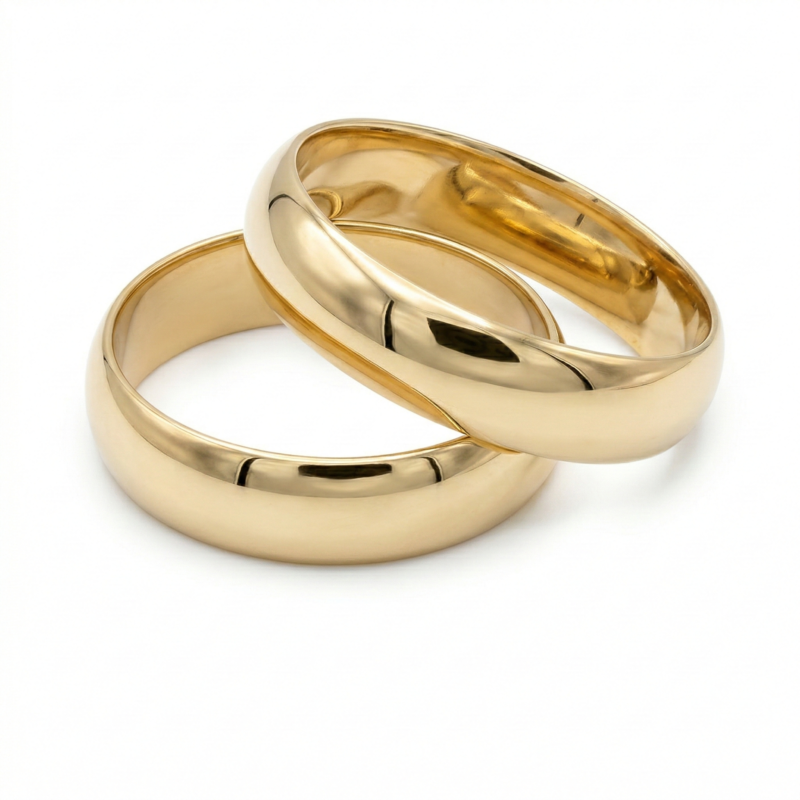 Aliança Meia Cana 5,3mm em Ouro 10k – Par