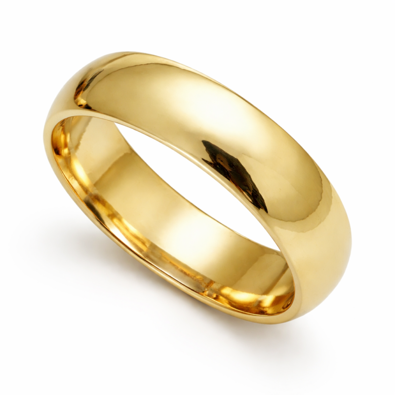 Aliança Meia Cana 6,2mm em Ouro 18K – Par