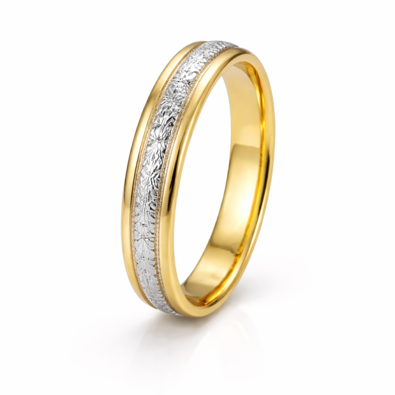 Aliança Meia Cana 4,5 mm em Ouro 10K – Par