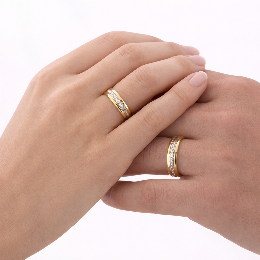 Aliança Meia Cana 4,5 mm em Ouro 18K – Par - Imagem 3