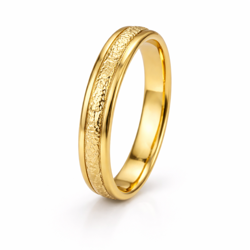 Aliança de Bodas Meia Cana 4,5 mm em Ouro 10K – Par