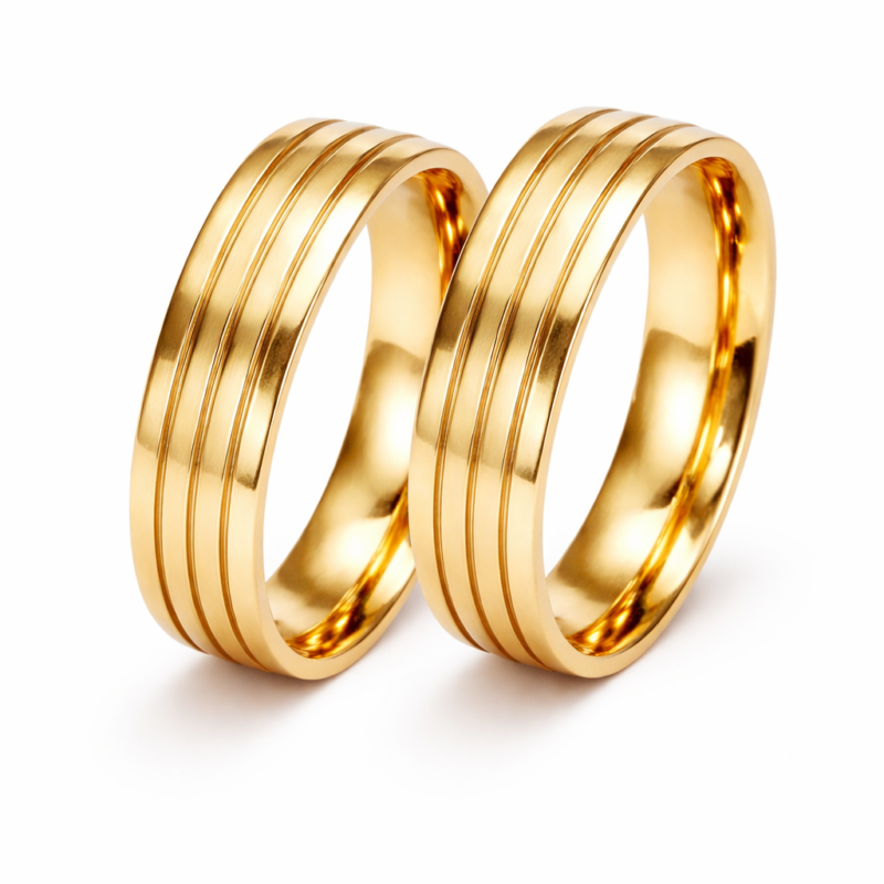 Aliança Reta Anatômica 6 mm em Ouro 10K – Par