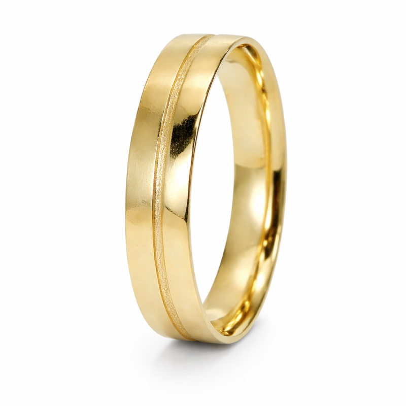 Aliança com Corte Fosco 5,2 mm em Ouro 10K – Par