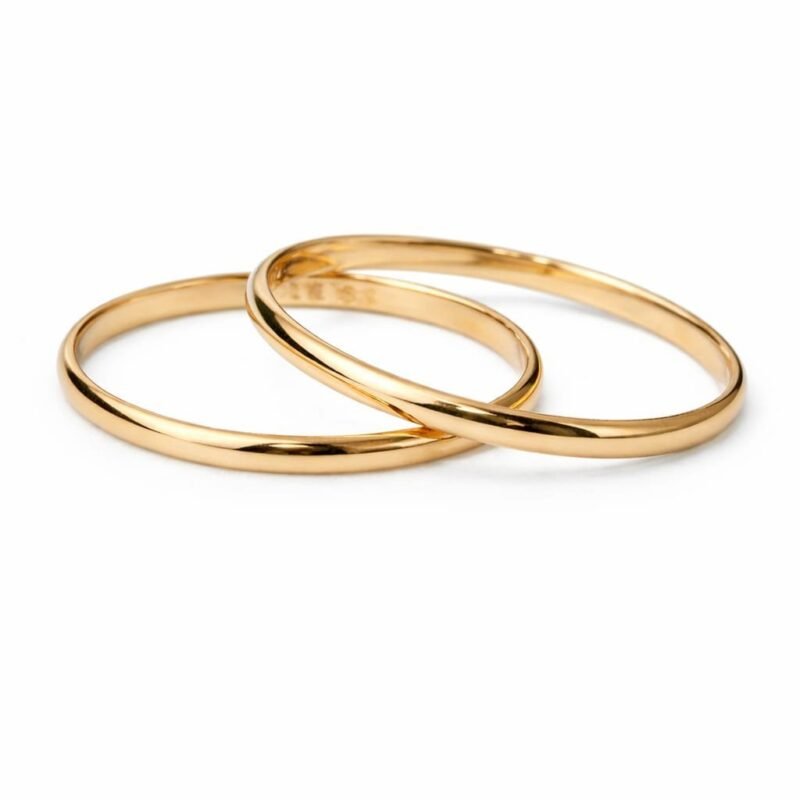 Aliança Meia Cana 2,2mm em Ouro 10K – Par